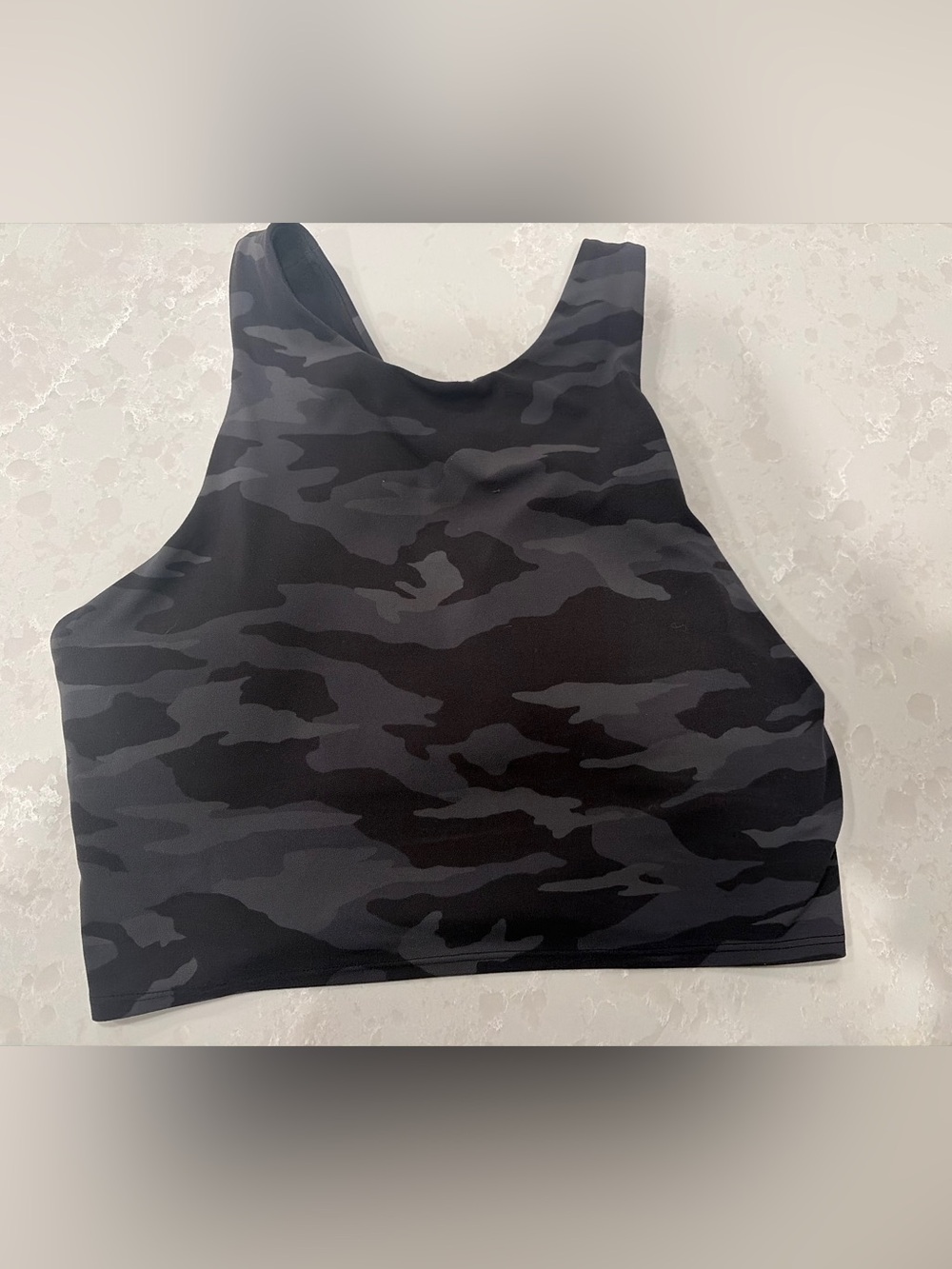 Athleta Black and Gray Camo Tank Sports Bra